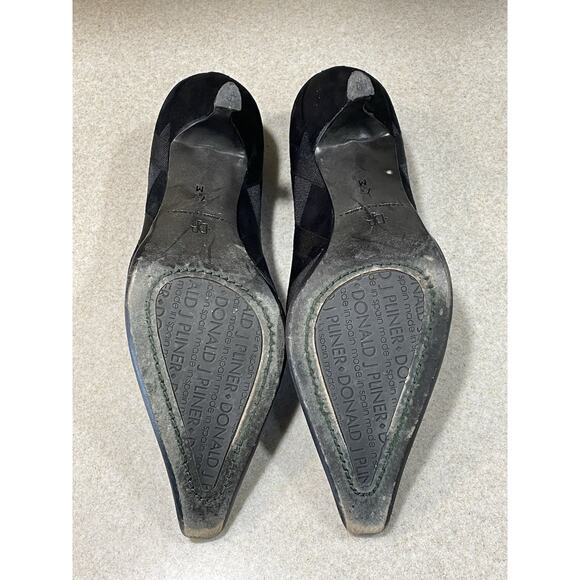 Donald J Pliner Black Suede Leather Kitten High Heels Pumps Shoes Women’s Sz 7.5 - Picture 7 of 11